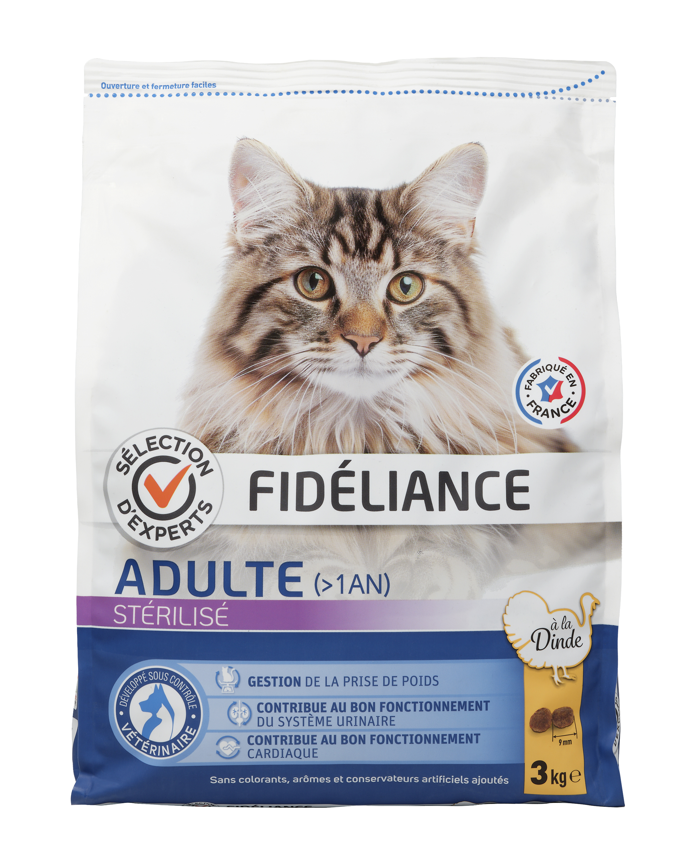 Comparer les prix de Croquettes chat adulte stérilisé à la dinde, 3kg - Sélection d'Experts - Fidéliance