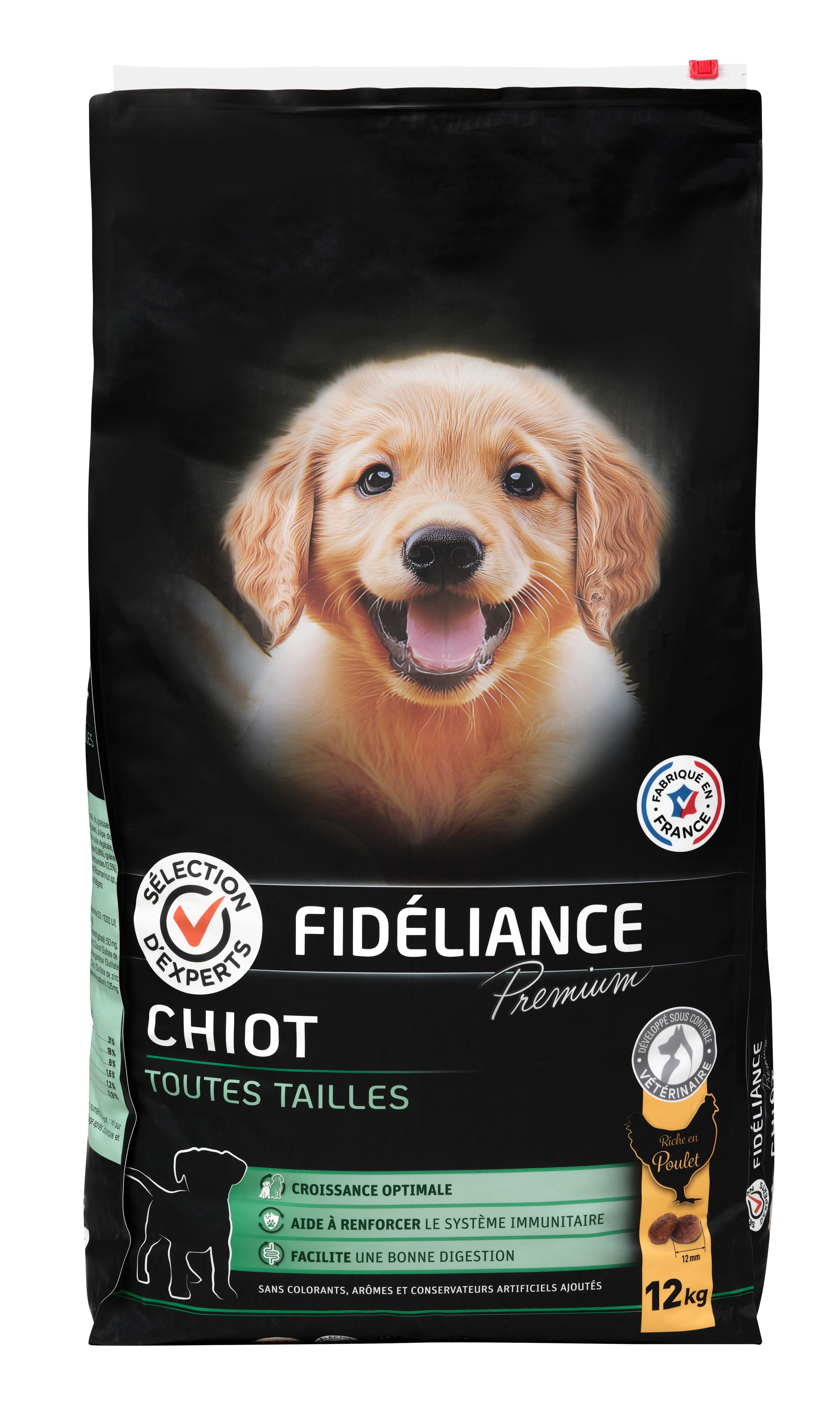 Meilleurs prix pour Croquettes chiot riche en poulet, Toutes tailles, 12kg - Sélection d'Experts - Fidéliance Premium