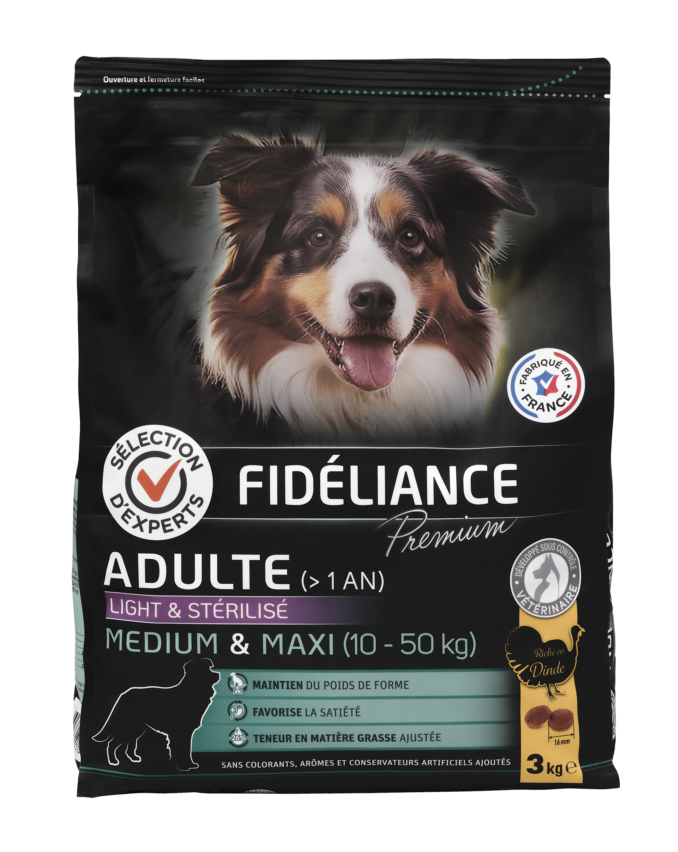 Meilleurs prix pour Croquettes chien adulte riche en dinde light & stérilisé, Medium & Maxi, 3kg - Sélection d'Experts - Fidéliance Premium