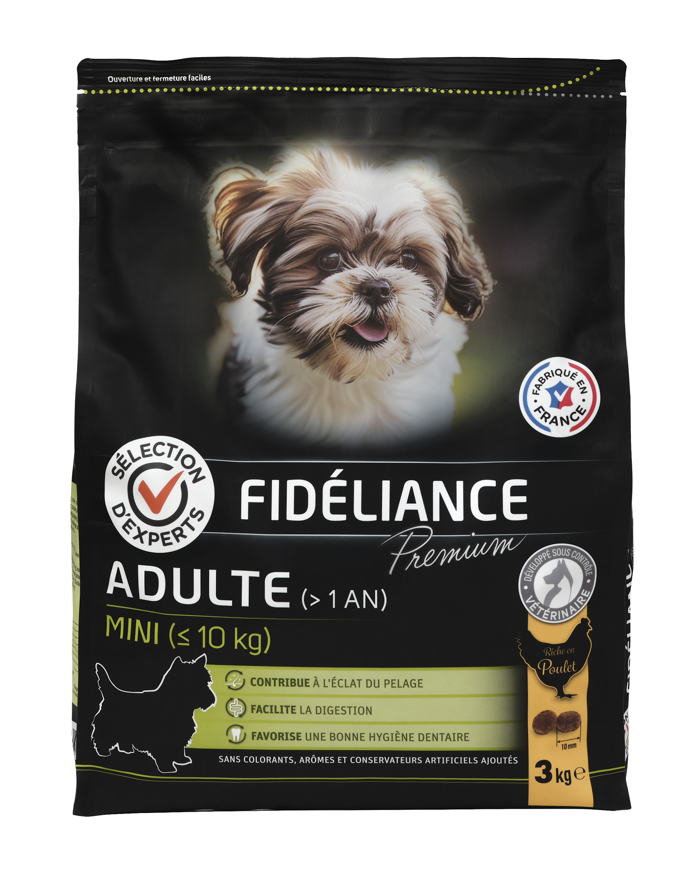 Meilleurs prix pour Croquettes chien adulte riche en poulet, Mini, 3kg - Sélection d'Experts - Fidéliance Premium
