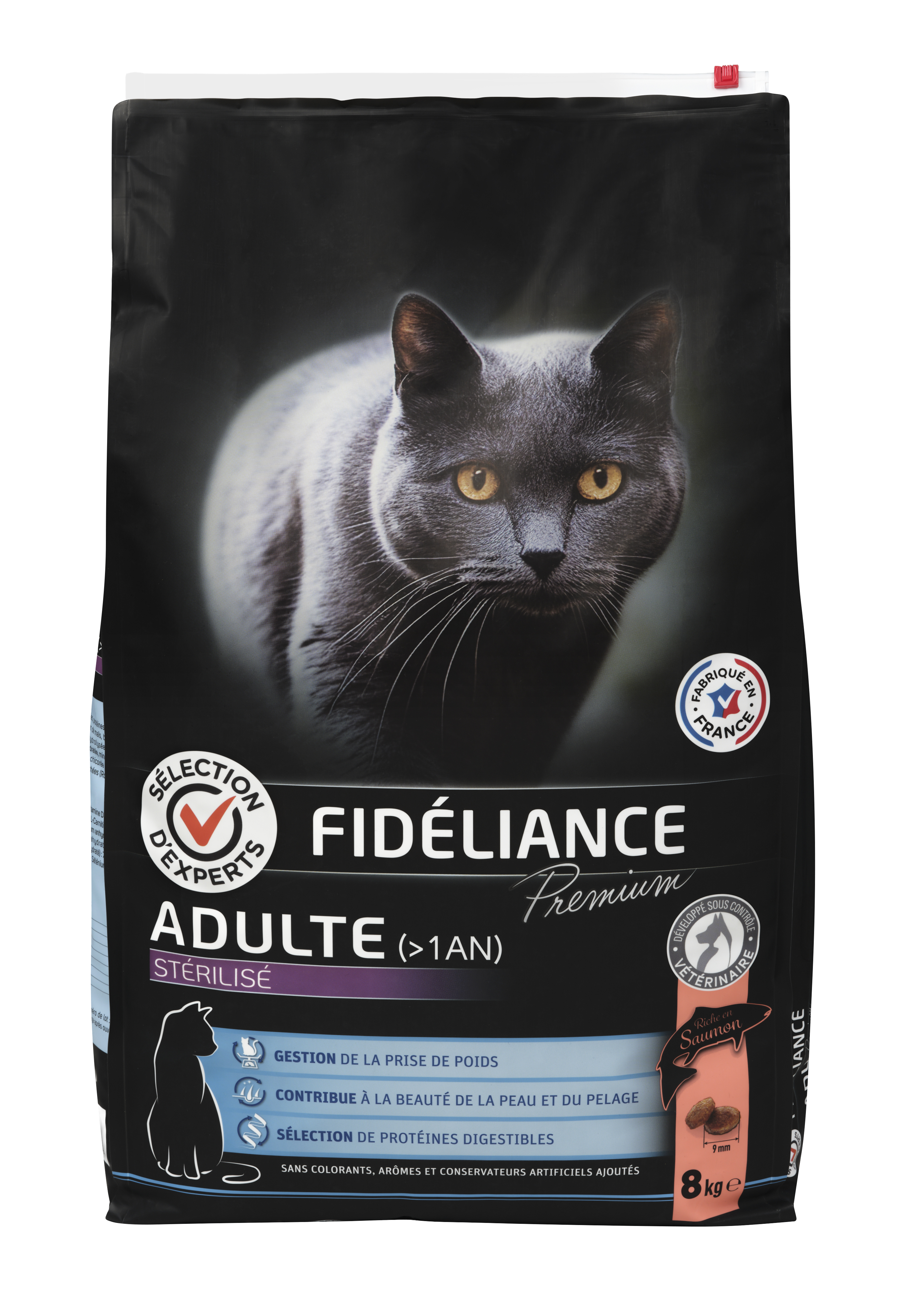 Meilleurs prix pour Croquettes chat adulte stérilisé riche en saumon, 8kg - Sélection d'Experts - Fidéliance Premium