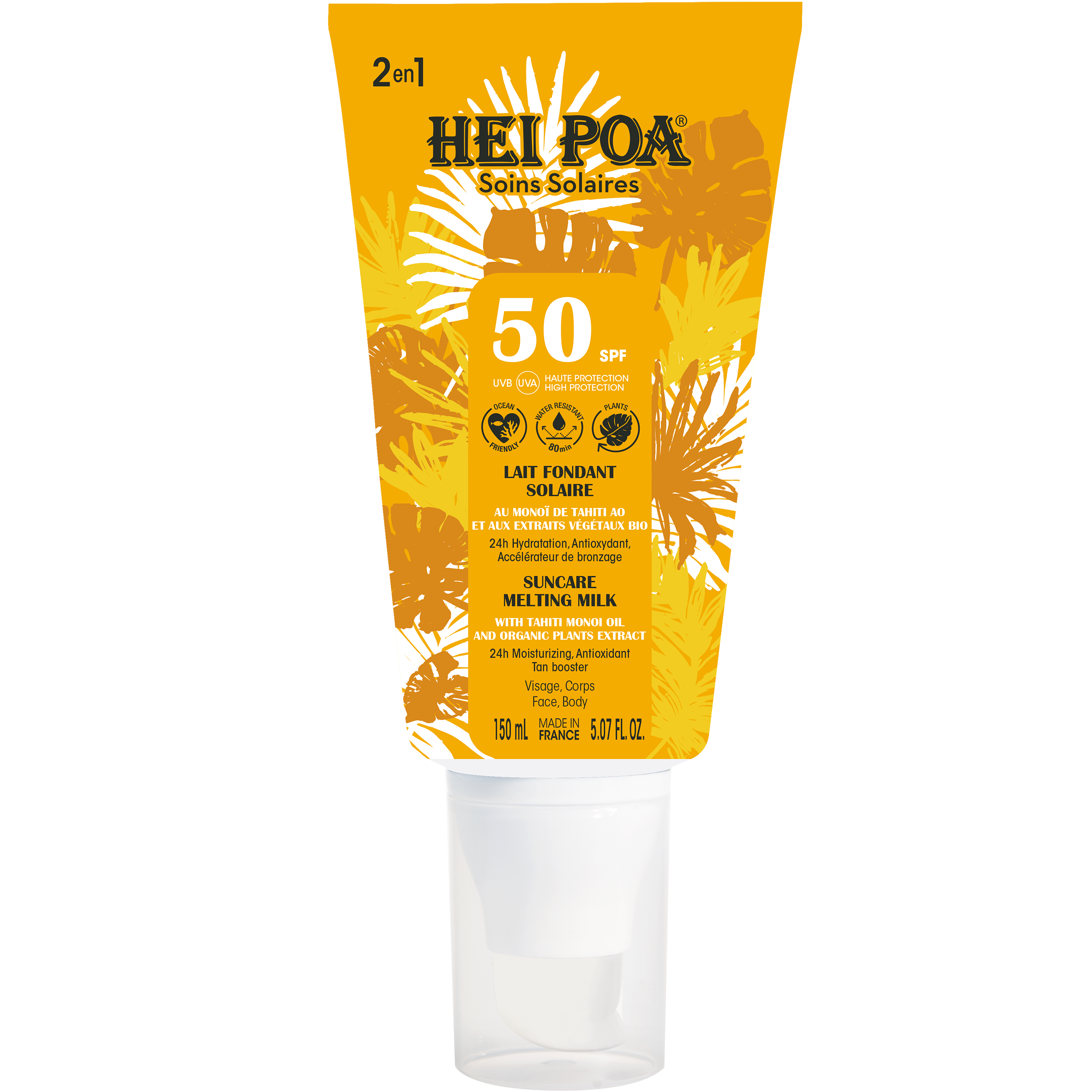 Hei Poa Lait Fondant Solaire Visage & Corps SPF50 150ml