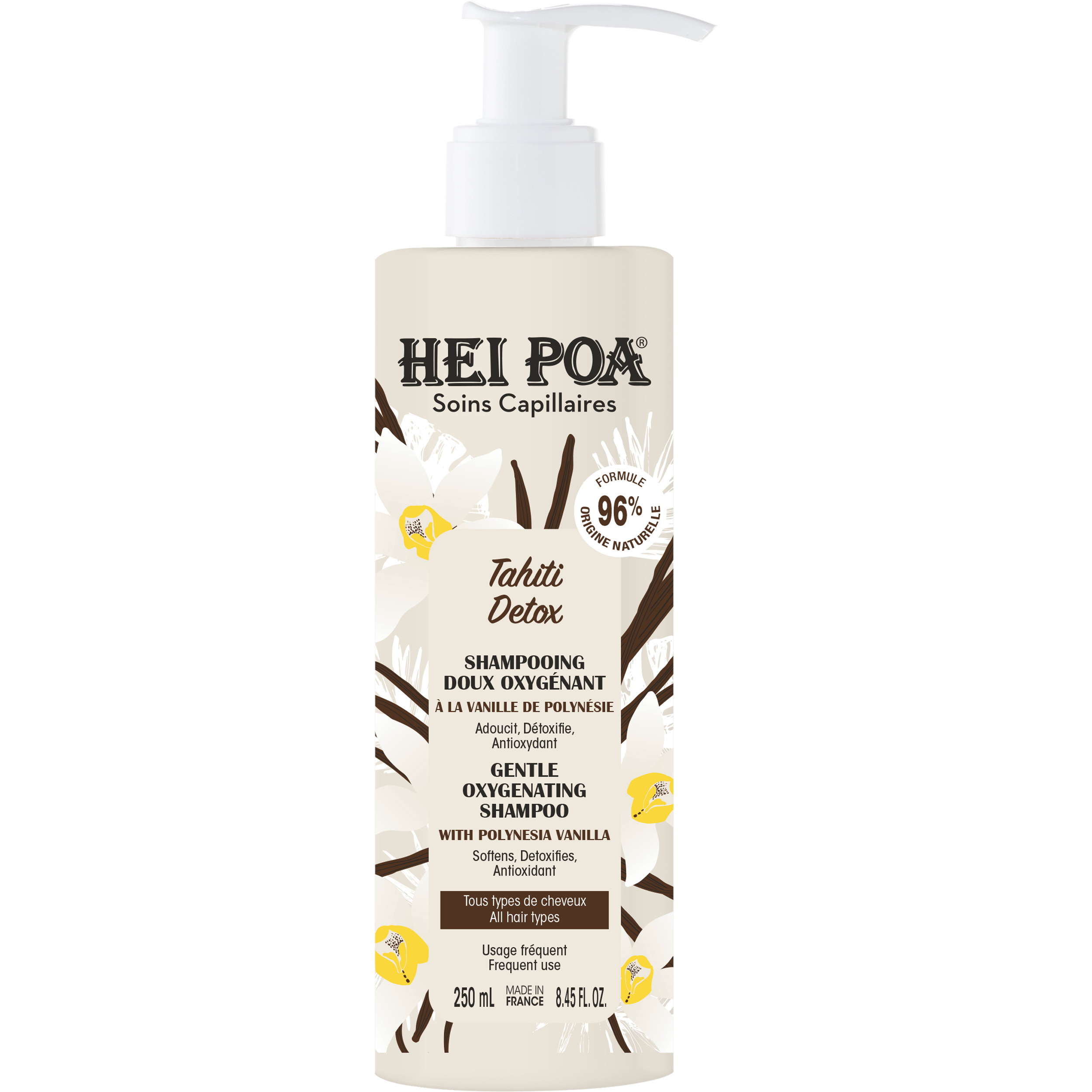Hei Poa Tahiti Detox shampoing purifiant détoxifiant pour cheveux 250 ml