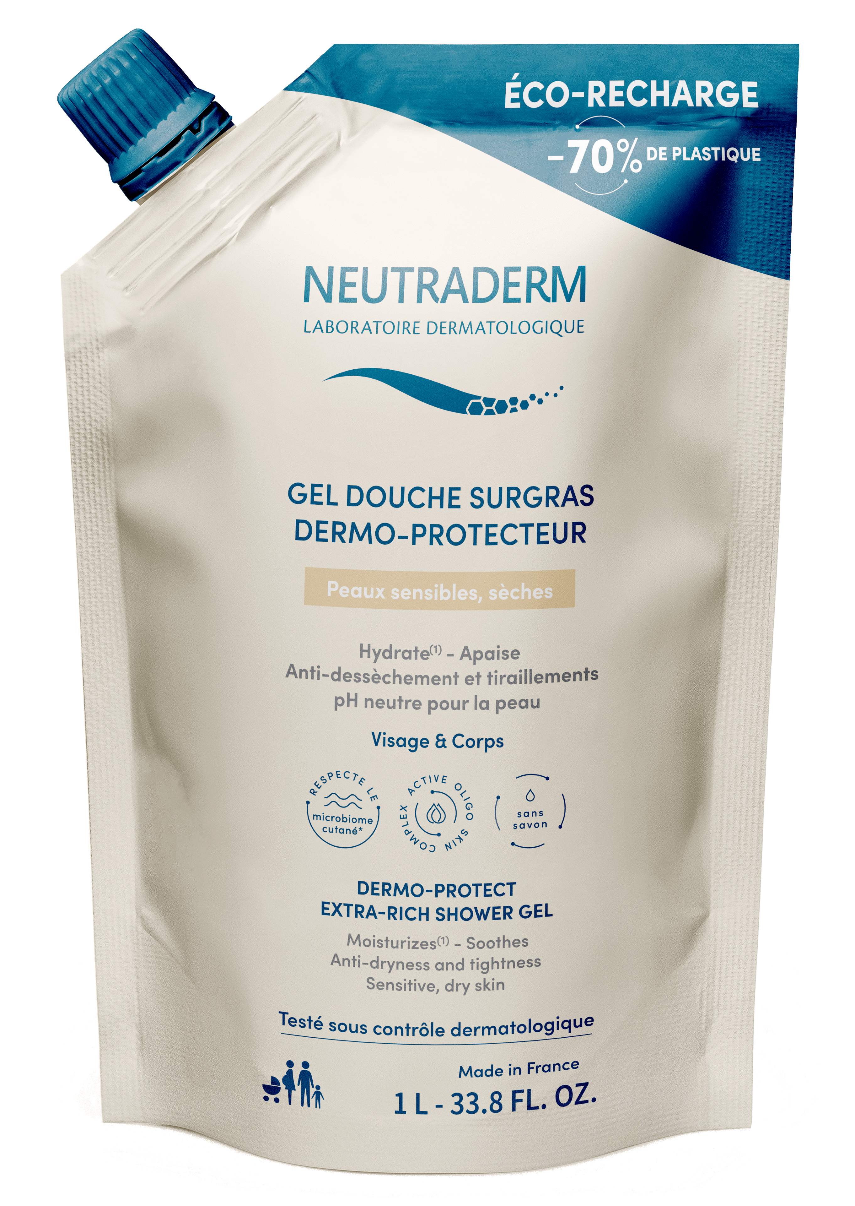 NEM Eco Recharge Gel Douche Surgras Dermo-Protecteur 1L
