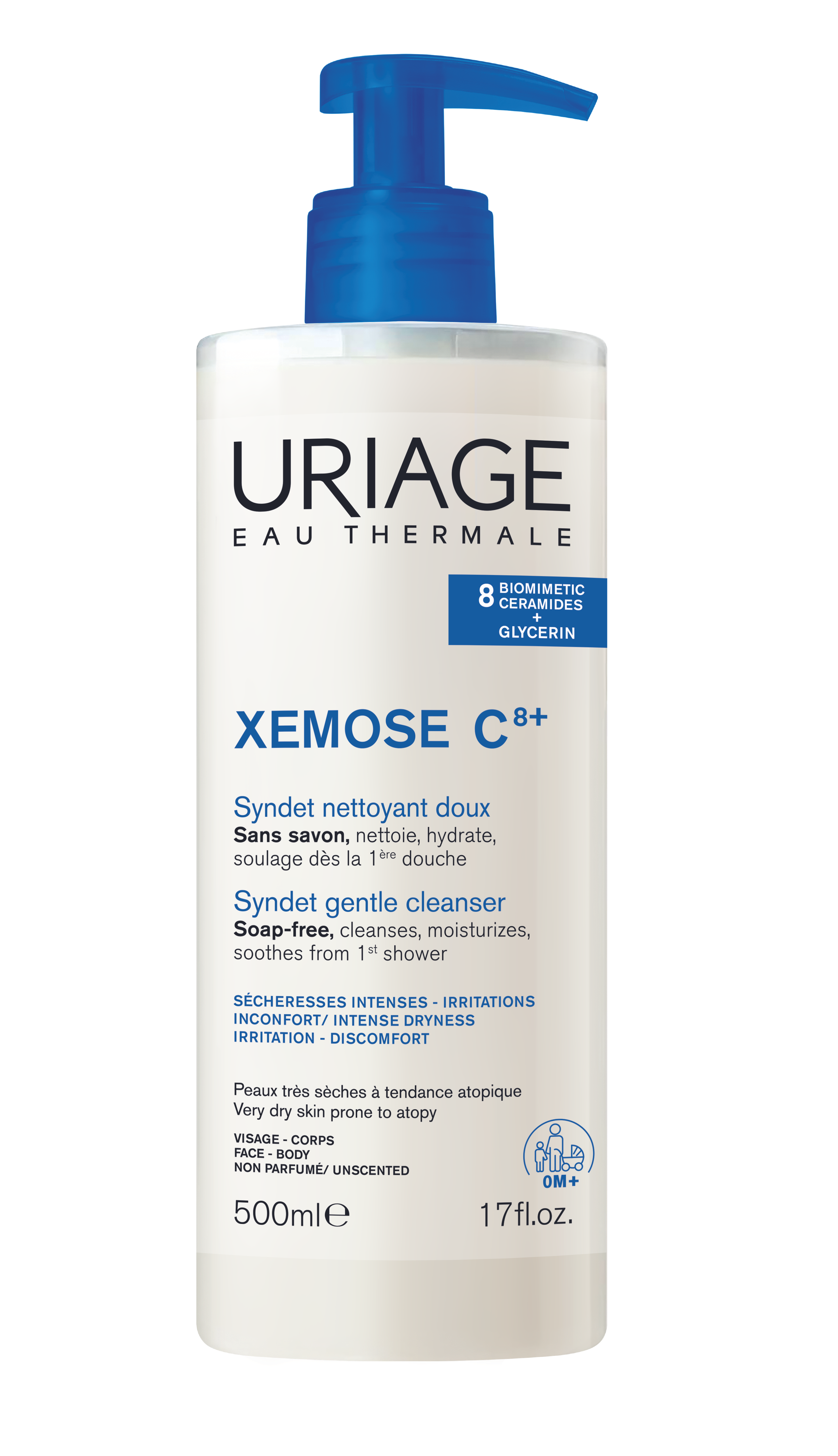 Uriage Xemose C8+ Syndet Gentle Cleanser syndet pour peaux sèches à atopiques 500 ml