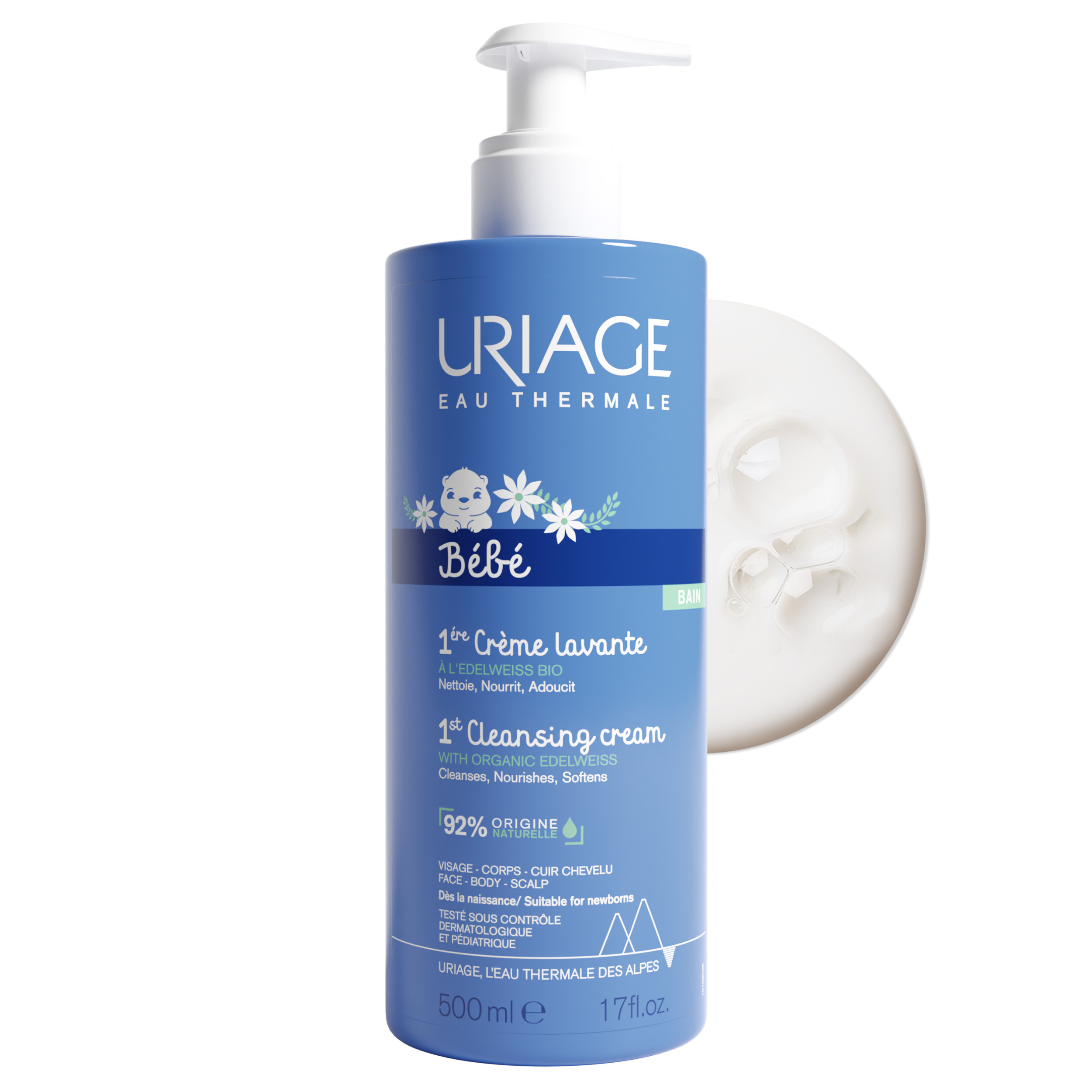 Crème Lavante Bébé Sans Savon Uriage Le Flacon De 500 Ml - vue 1