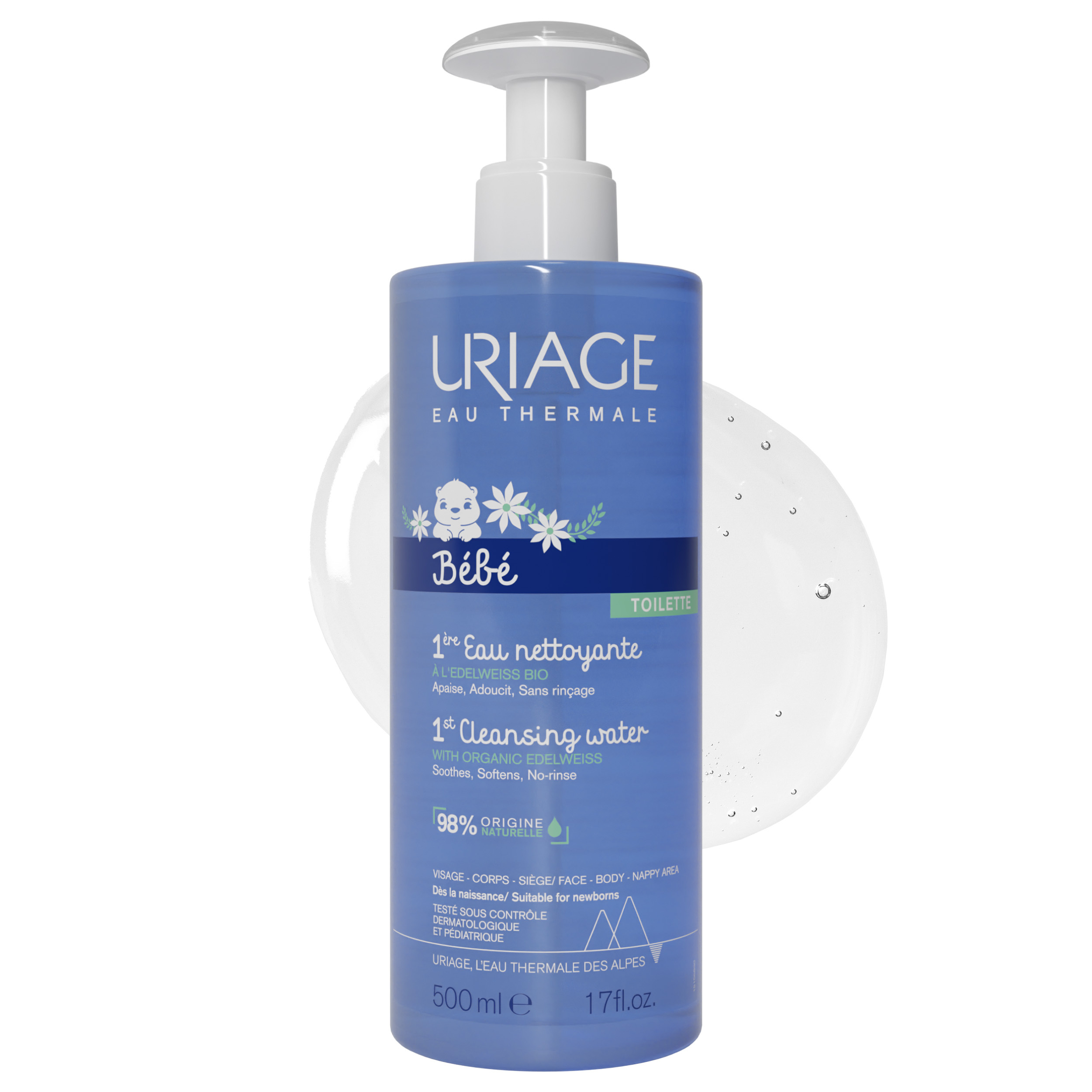 Uriage Bébé 1ere Eau Nettoyanter eau nettoyante corps et visage 500 ml