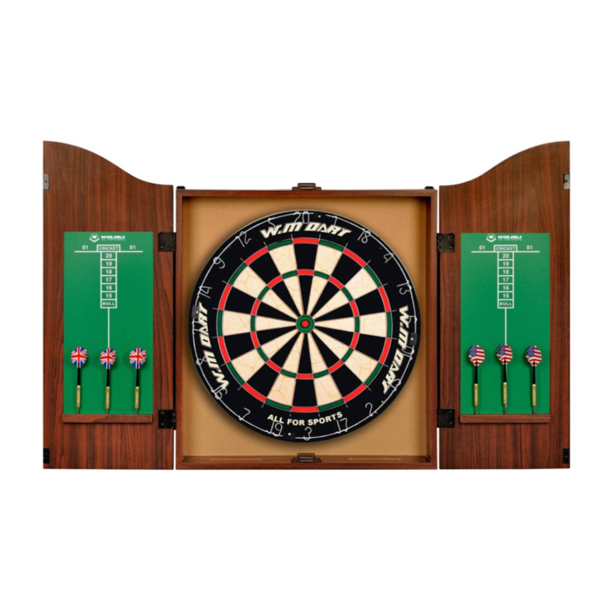 Engelhart - 065025 - Jeu de Fléchettes Complet - Cible en Sisal Pro - Anneau de Contour - Rouge - 6 Flechettes 22g - Fixations Murales - Jeu de Bar - Protection du Mur