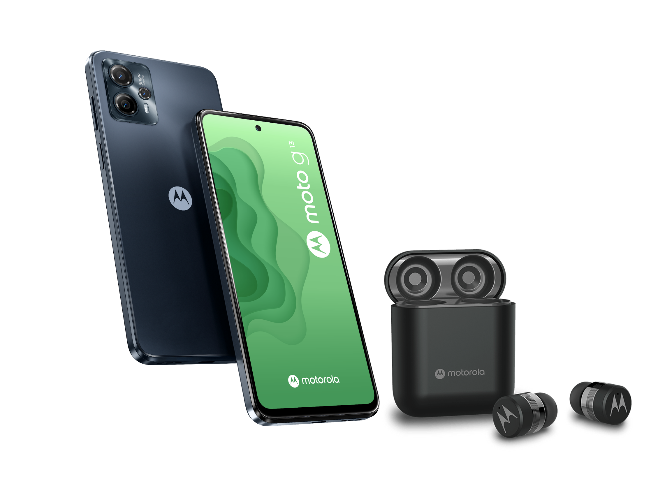 Smartphone Motorola G13 128Go Noir avec écouteurs Motorola Buds 120 Noir
