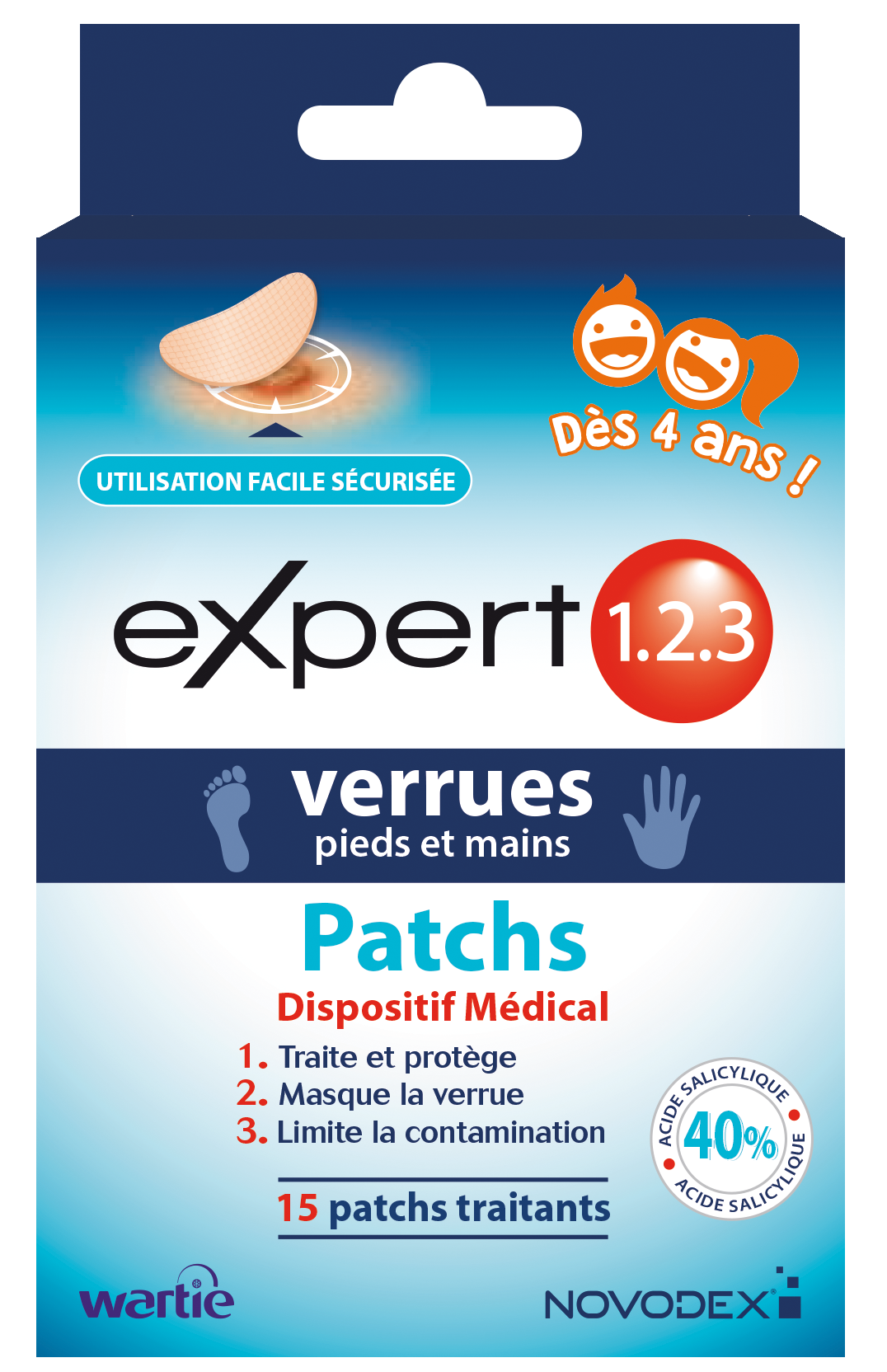 Verrues pieds mains 15 patchs