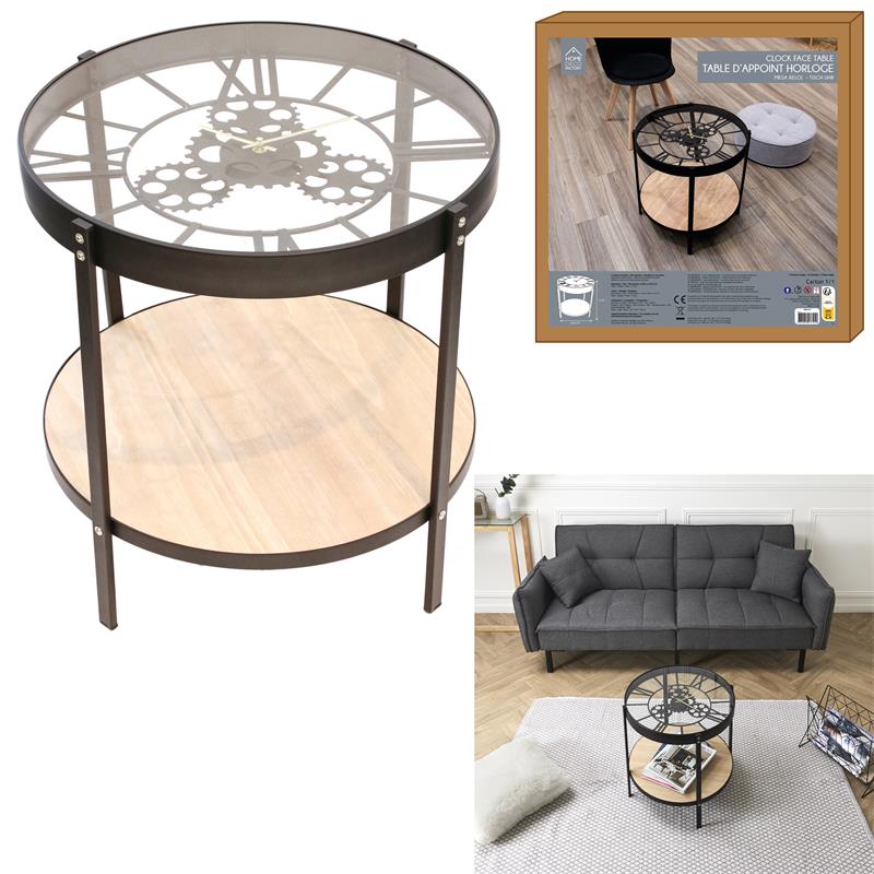 Table d appoint horloge 50.5x50.5x49cm m1