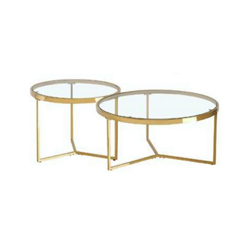 Table basse Gigogne ronde dorée