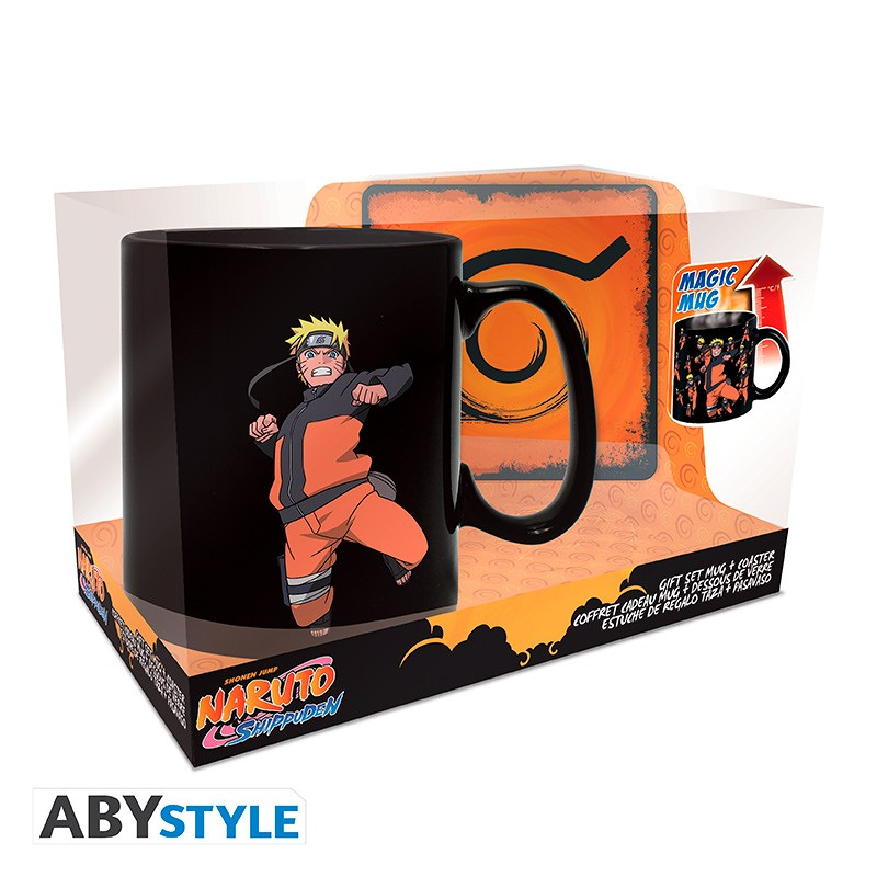 NARUTO SHIPPUDEN - Coffret Mug thermo-réactif 460ml + Coaster Konoha