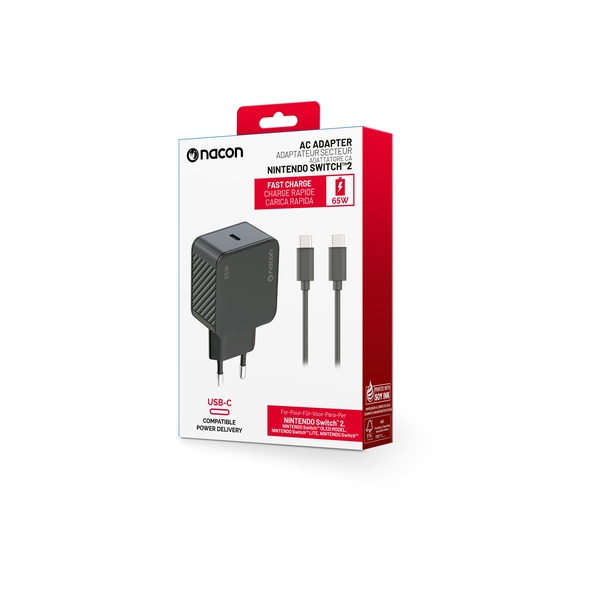 Nacon Adaptateur Secteur Pour Recharger La Switch Et La Switch 2 65 Watts Câble De Recharge Fourni Usb C À Usb C - vue 9