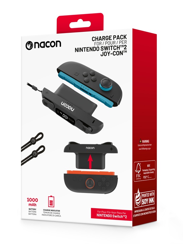 Nacon Pack de 2 batteries externes pour Joy con Nintendo Switch 2 capacité de 1000mAh chacune. Fourni avec 2 dragonnes. - vue 2