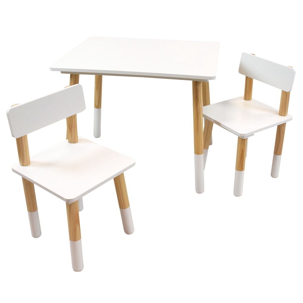 Scandiwood ensemble table + 2 chaises