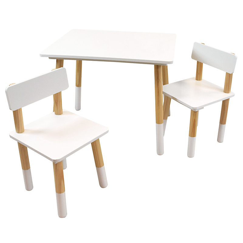 Scandiwood ensemble table + 2 chaises