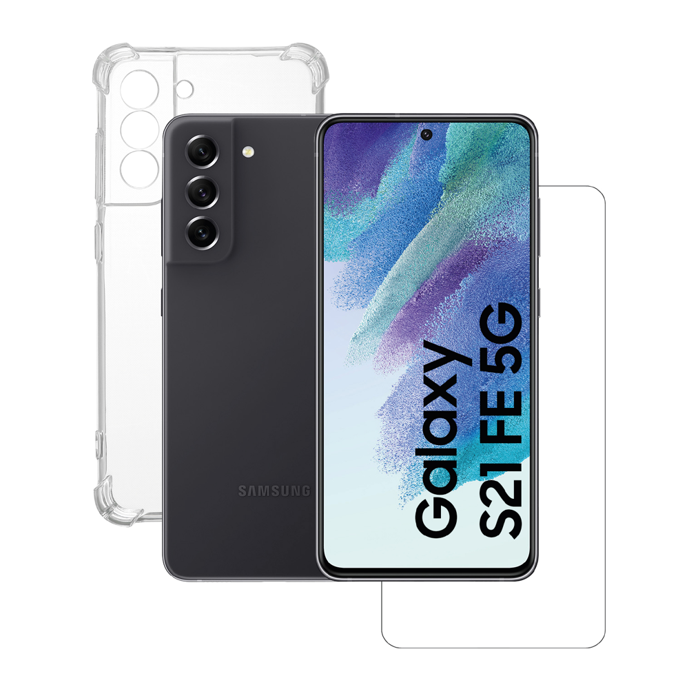 Pack Smartphone Samsung Galaxy S21 FE 5G 128Go Graphite avec Coque et Verre Trempé