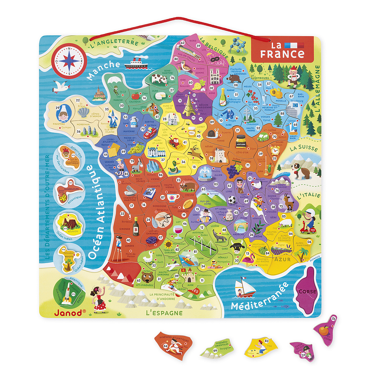 Puzzle France Magnétique Janod 93 Pièces