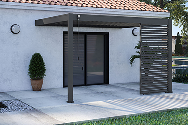 Panneau brise-vue ventelles horizontales 1,3M Ombréa - Anthracite