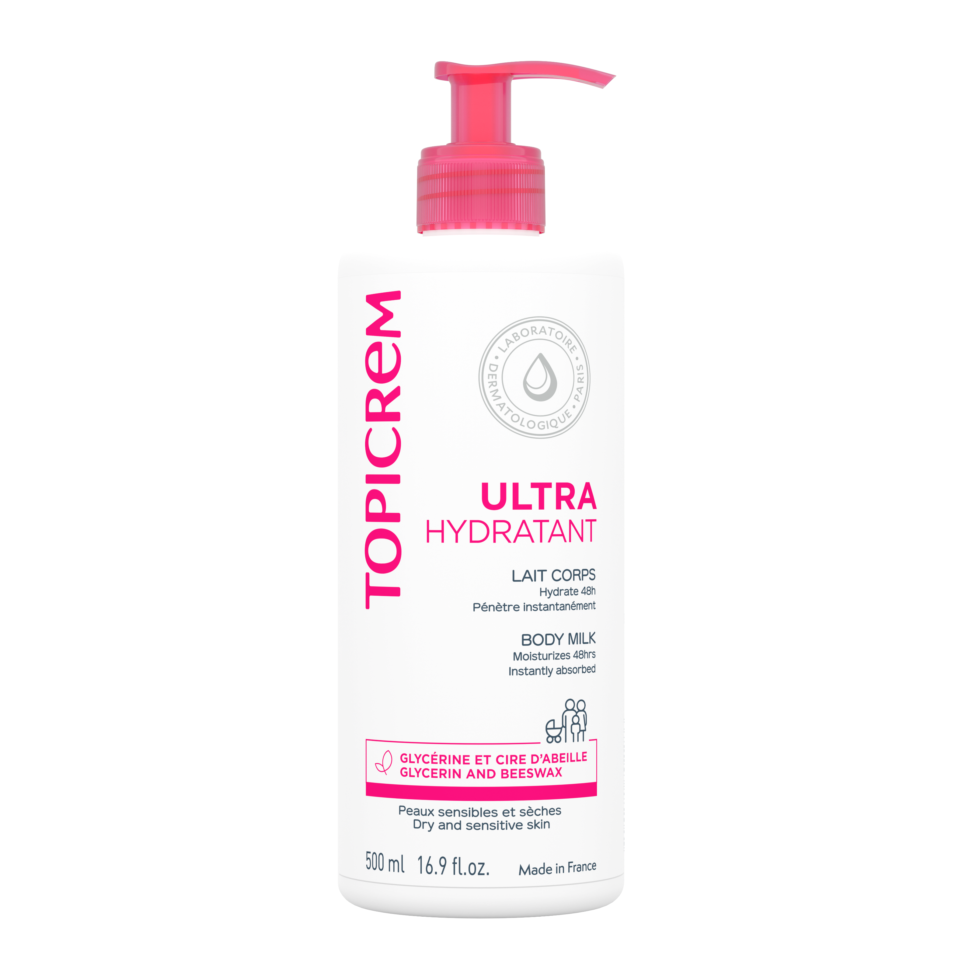 Topicrem UH BODY Ultra-Moisturizing Body Milk lait corporel hydratant en profondeur pour peaux sèches et sensibles 500 ml