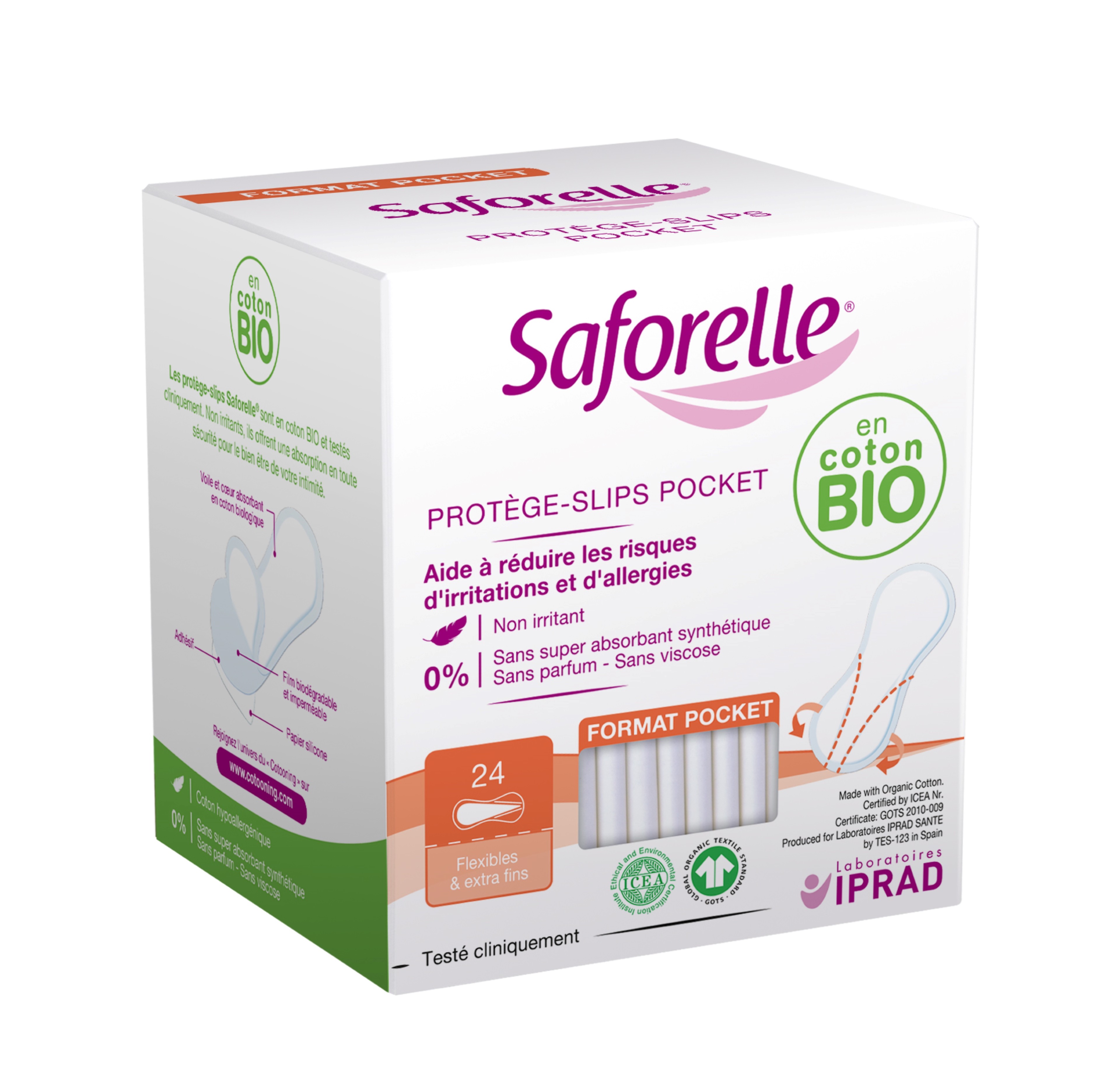 Saforelle coton protect protège-slips pocket boîte de 24