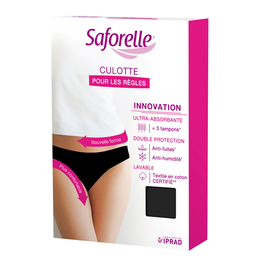 Saforelle culotte ultra absorbante pour les règles taille L 40 noir