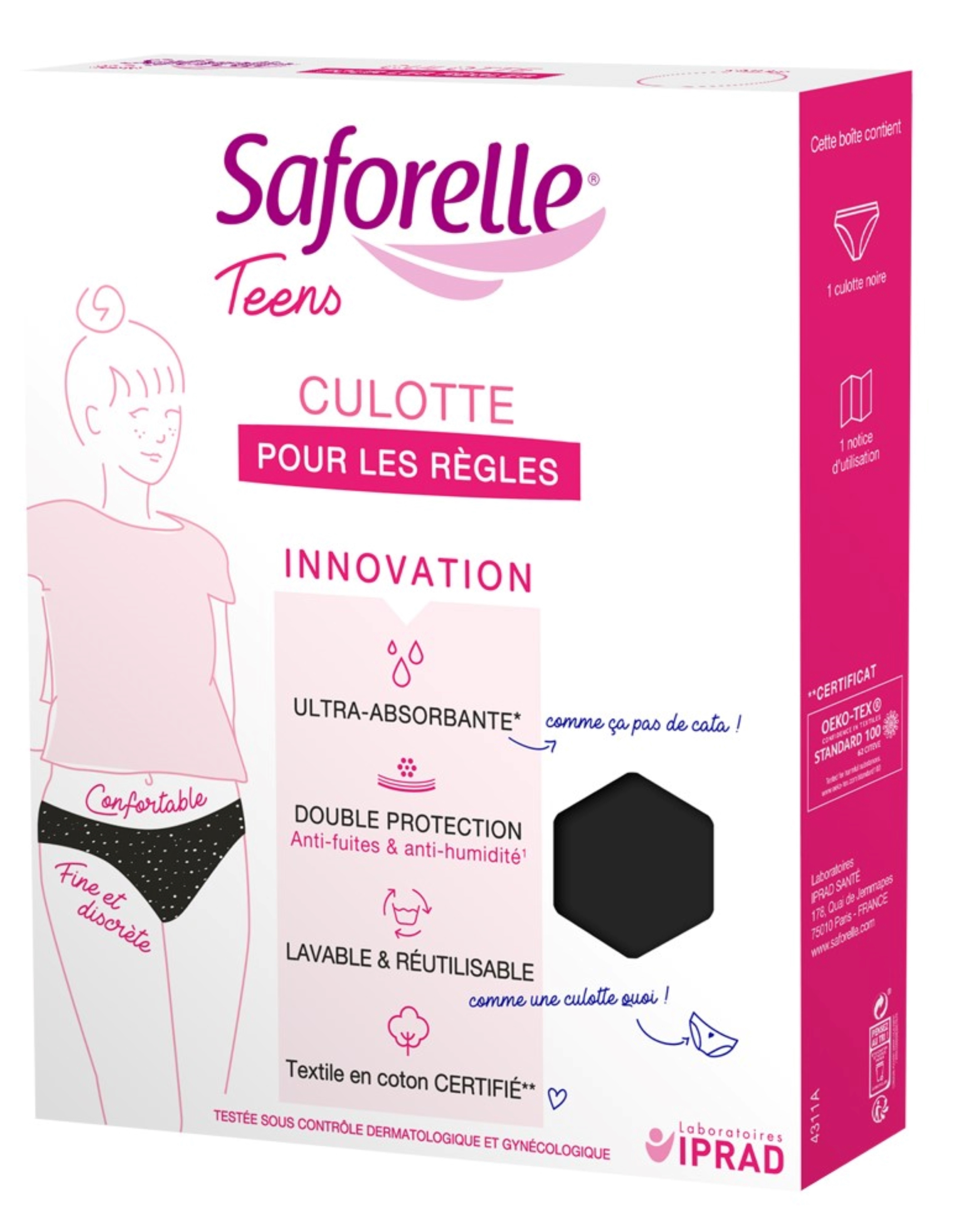 Culotte Teens pour les Règles - Noire étoilée - Taille 14 ans