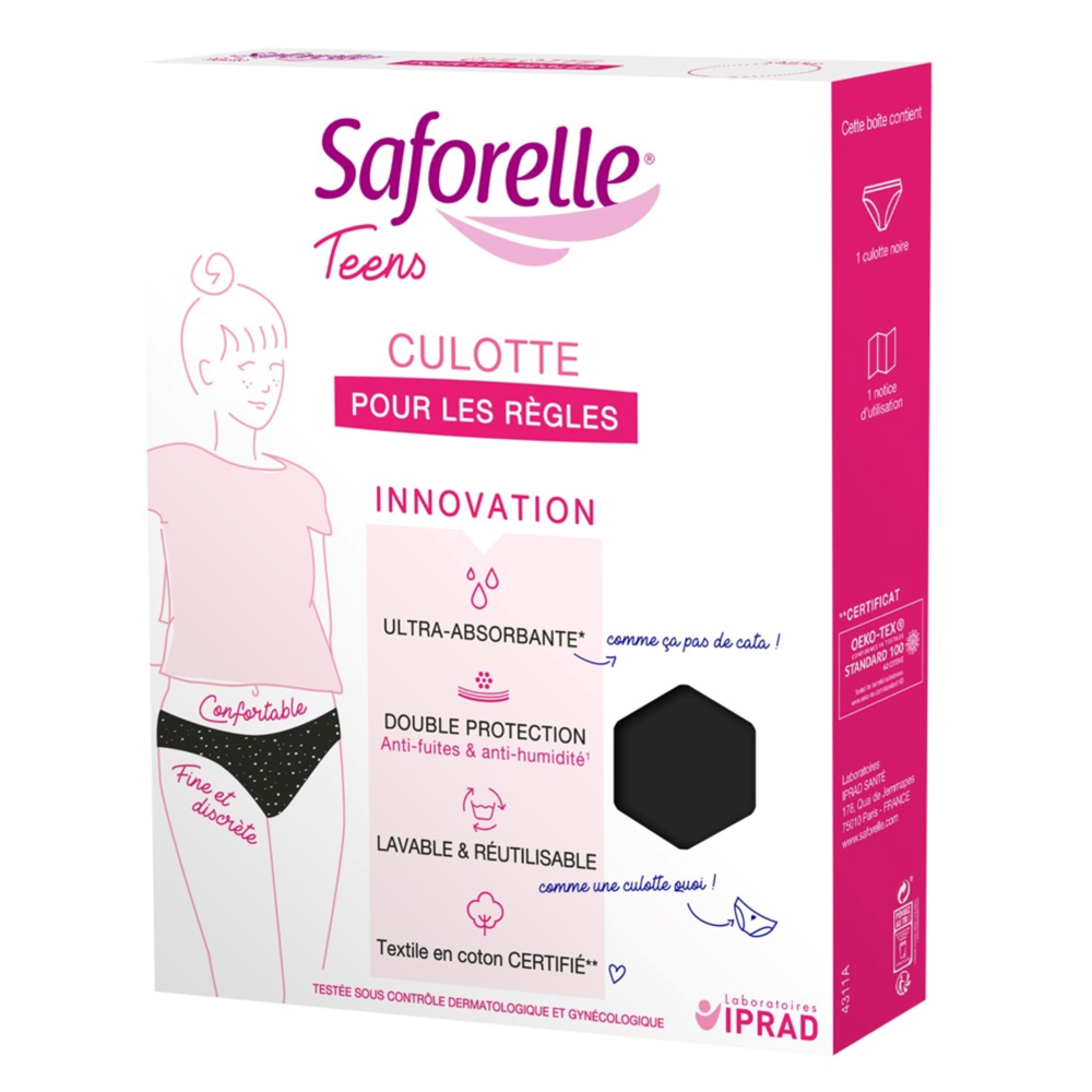 Culotte Teens pour les Règles - Noire étoilée - Taille 14 ans