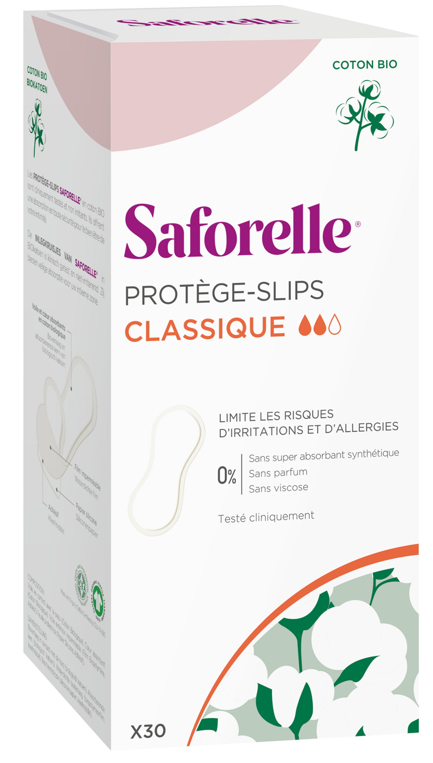 Protège-Slips Classique Coton - Boîte de 30