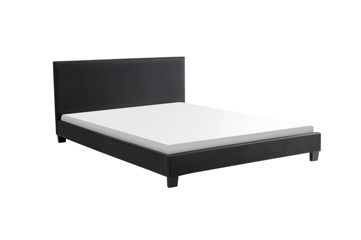 Cadre de lit YOKO avec éclairage LED tête de lit et sommier à lattes en simili 140 cm - vue 2