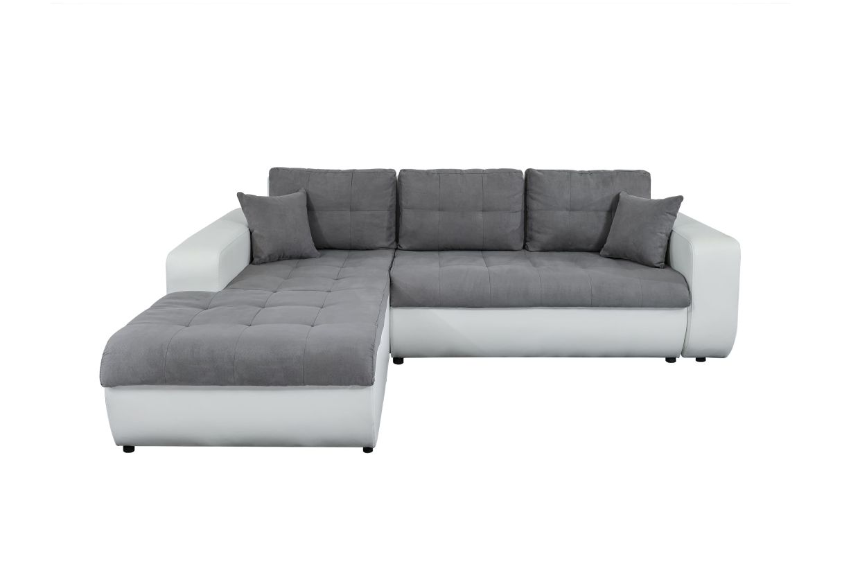 Canapé d'angle SUZIE Convertible en Simili et Microfibre Angle Gauche et