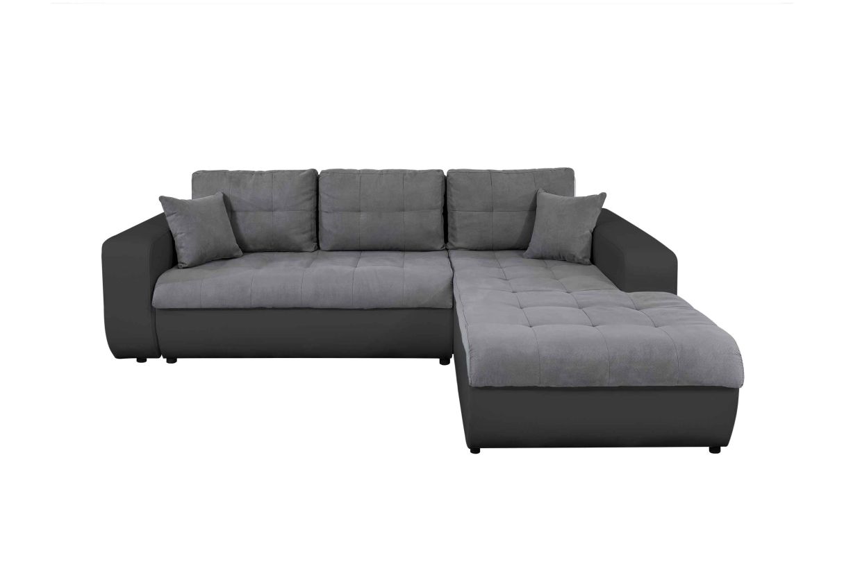 Canapé d'angle SUZIE Convertible en Simili et Microfibre Angle Droit et