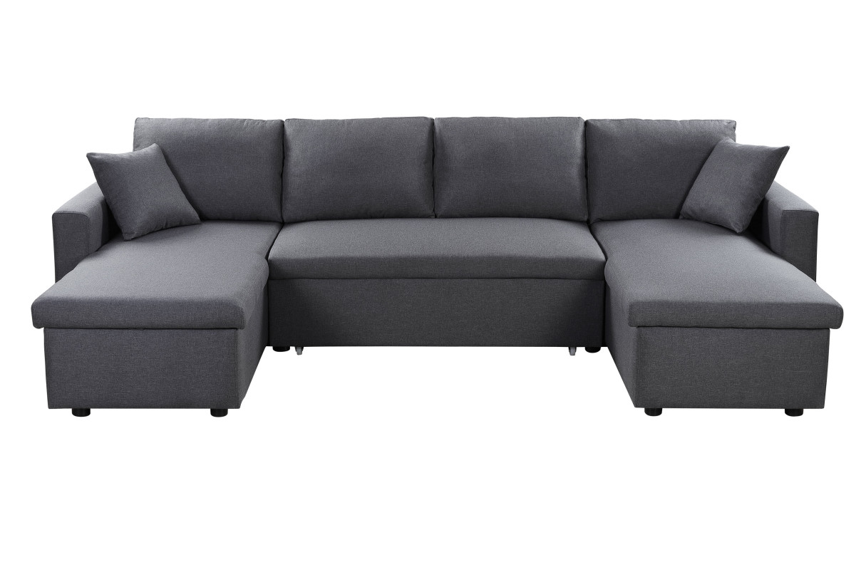 Canapé d'angle Panoramique MARIA Convertible Avec 2 Coffres en tissu - vue 2