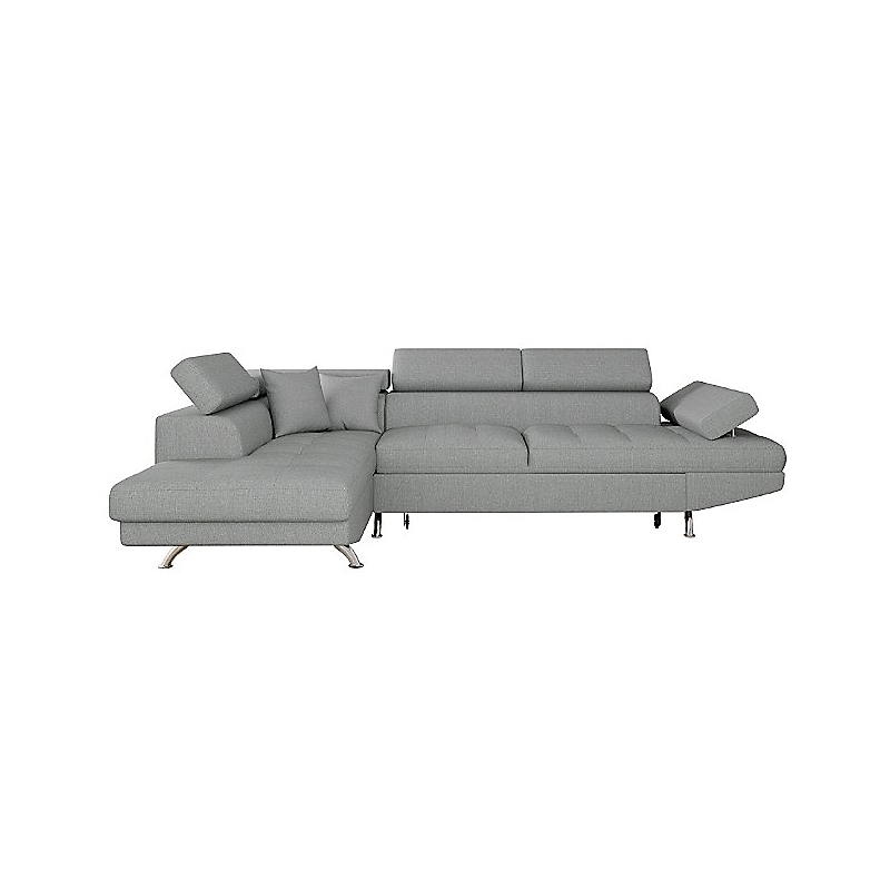 Canapé d'angle RIO Convertible avec coffre en tissu - Angle Gauche, Gris clair