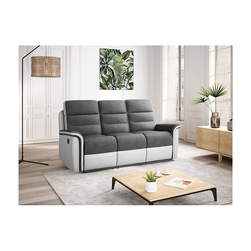 Canapé de Relaxation 3 places en Microfibre et Simili LÉON et - vue 2