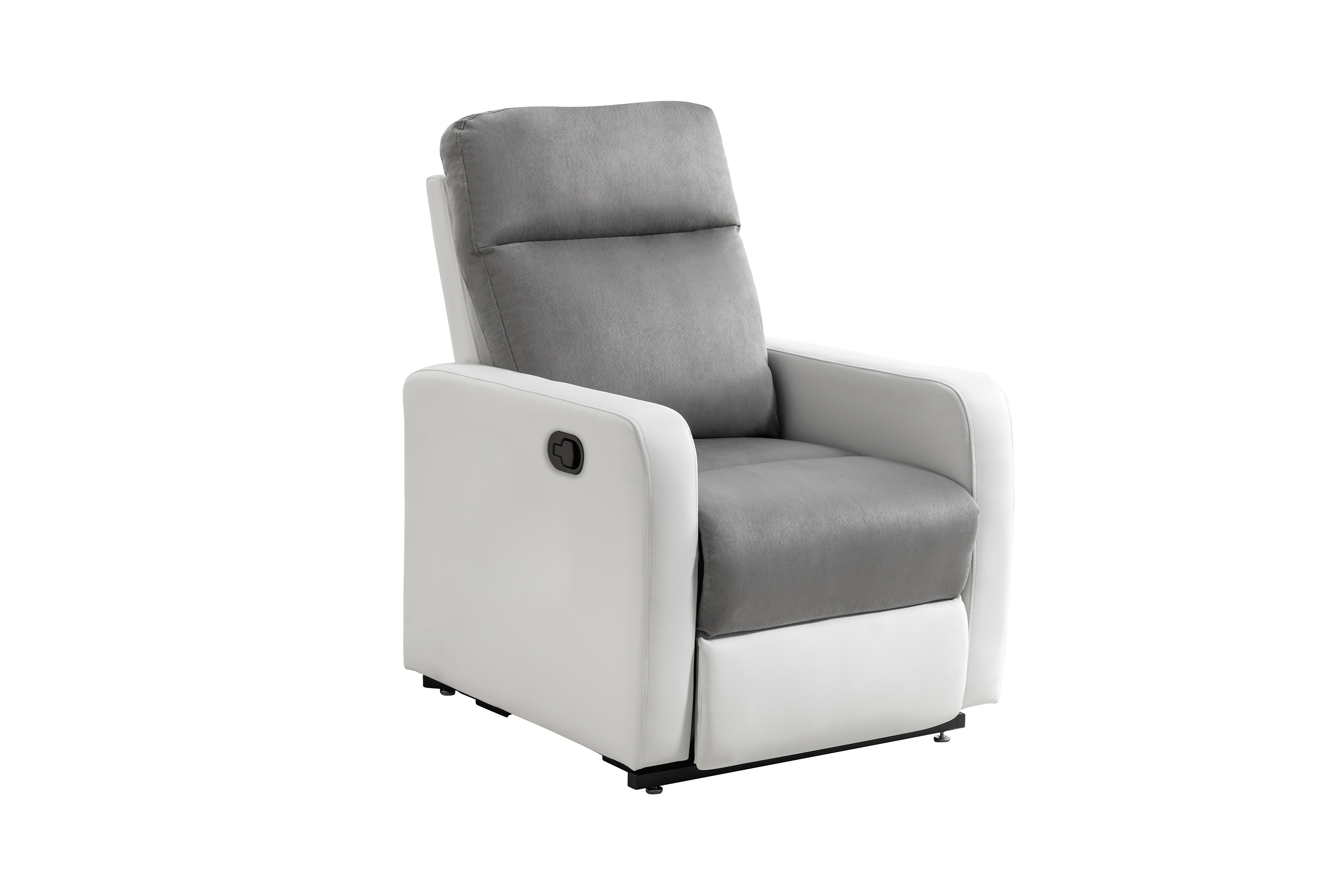 Fauteuil relaxation manuel EDGAR en PU blanc et Microfibre grise