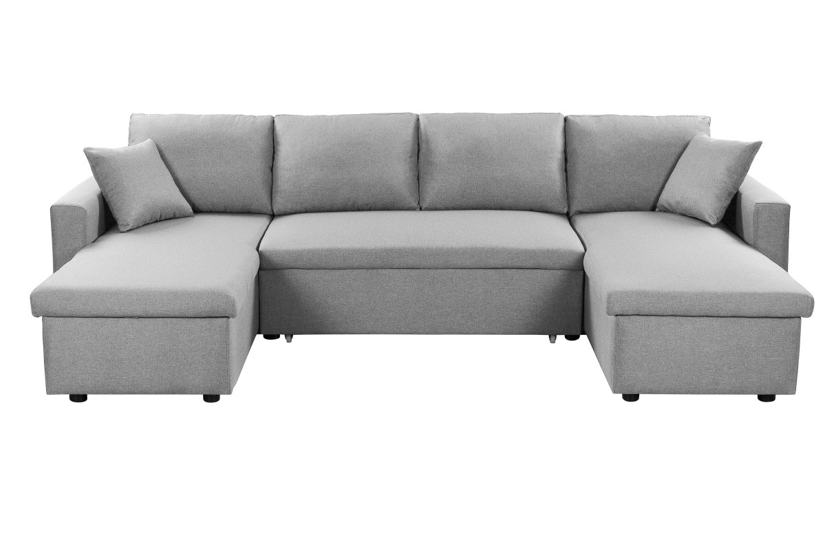 Canapé d'angle Panoramique MARIA Convertible Avec 2 Coffres en tissu