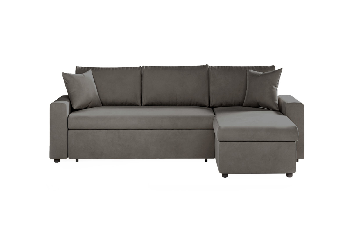 Canapé d'angle MARIA réversible et convertible avec coffre en velours - vue 3