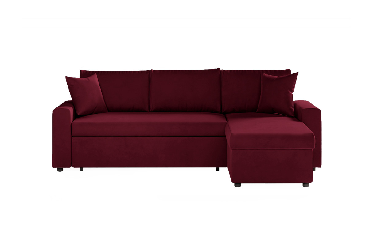 Canapé d'angle MARIA réversible et convertible avec coffre en velours - vue 2