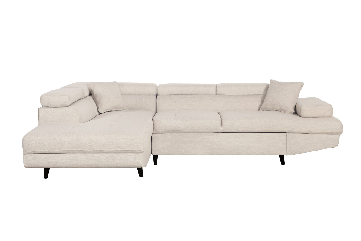 Canapé d'angle gauche convertible RIO Scandinave avec coffre en tissu Pieds