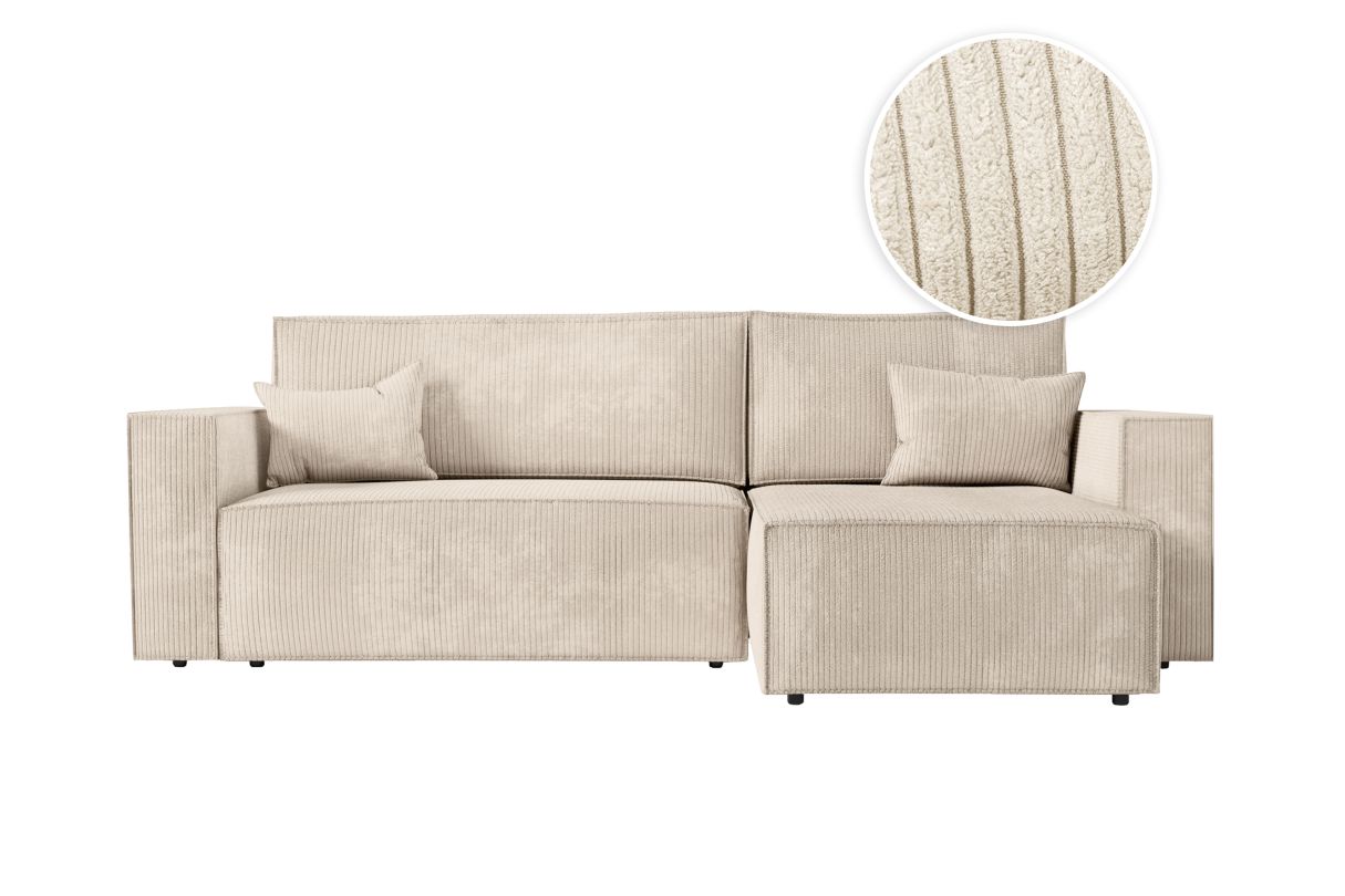 CLARISSE Canapé d'angle convertible réversible avec coffre en velours côtelé - vue 4