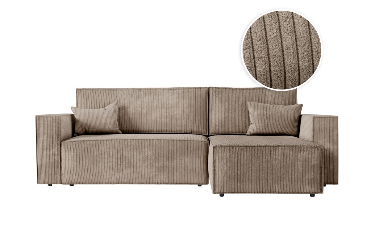 CLARISSE Canapé d'angle convertible réversible avec coffre en velours côtelé - vue 3