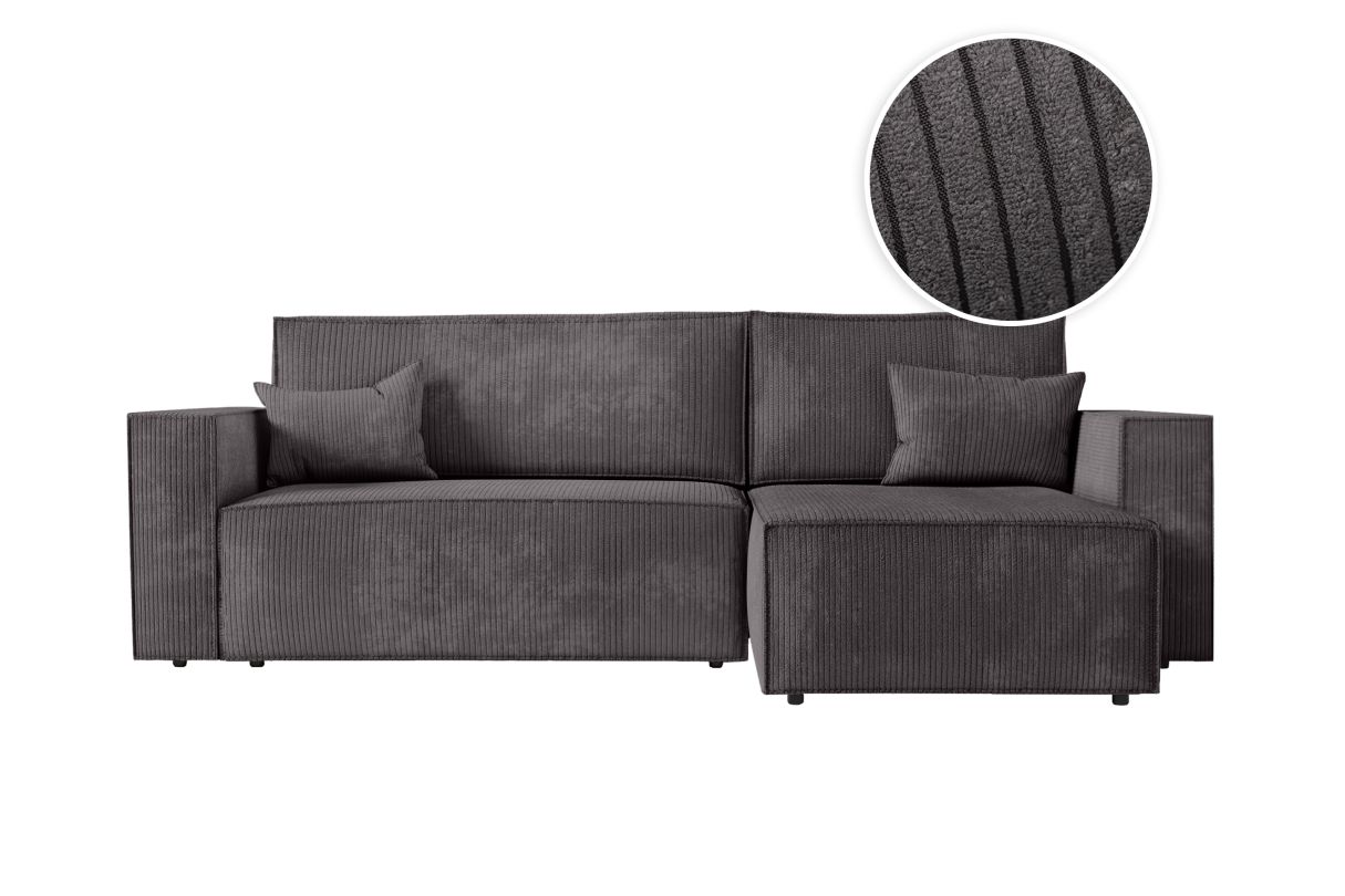 CLARISSE Canapé d'angle convertible réversible avec coffre en velours côtelé - vue 2