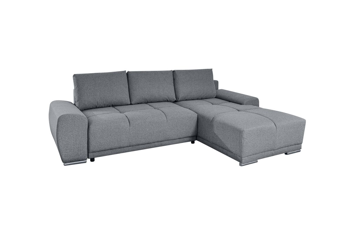 CASSANDRA Canapé d'angle convertible avec coffre en tissu Angle Droit