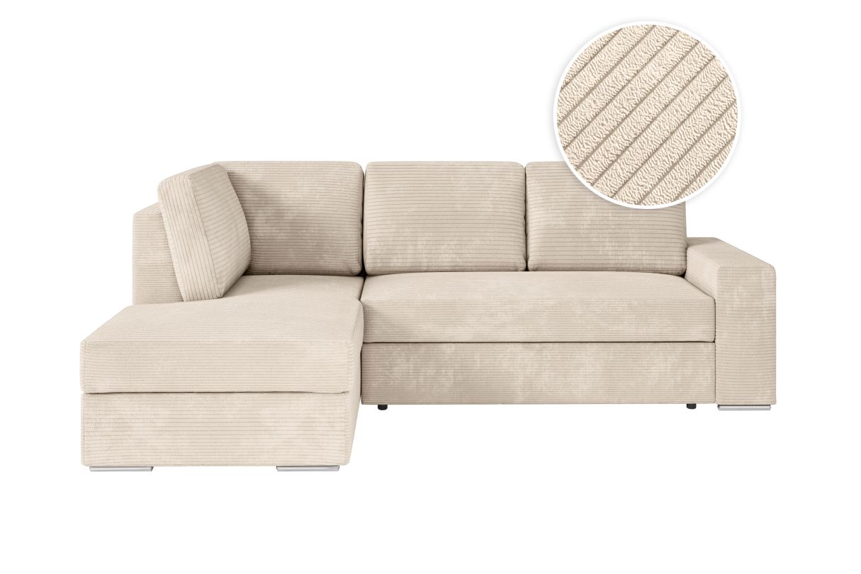 ADEN Canapé d'angle convertible avec coffre en velours côtelé Angle gauche