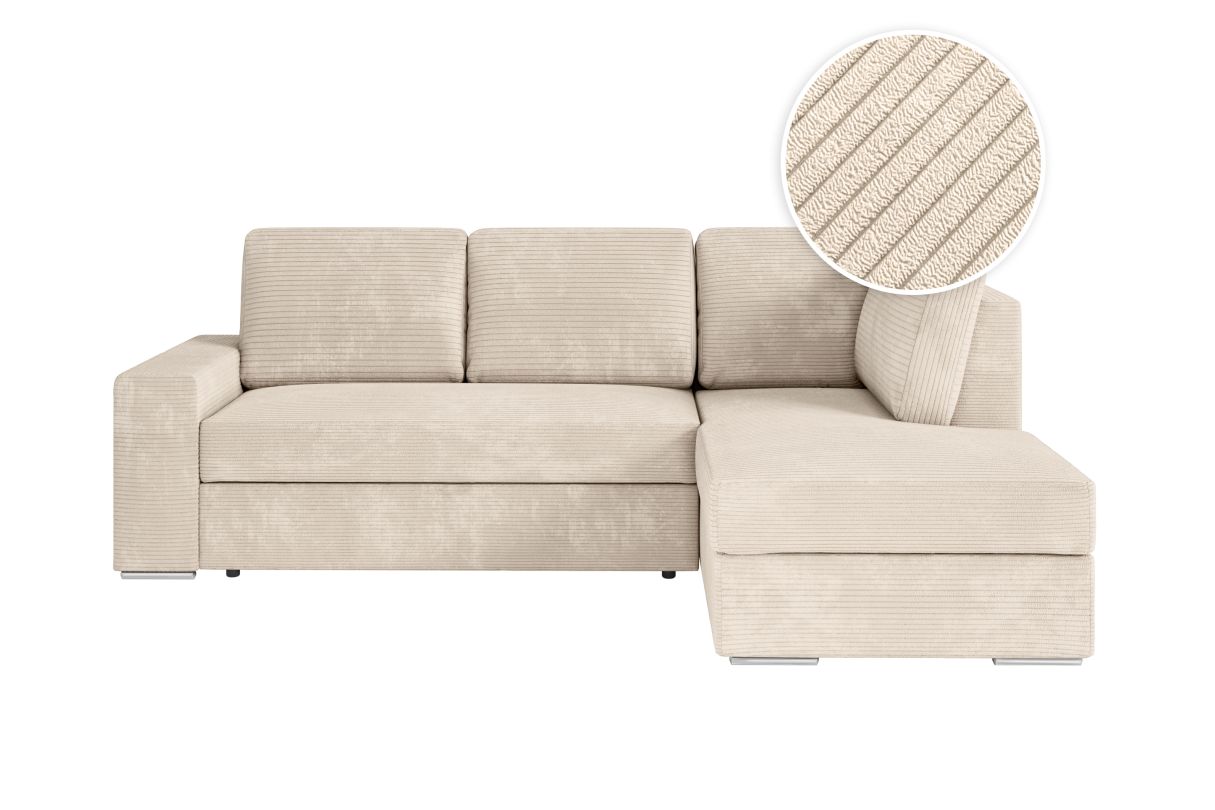 ADEN Canapé d'angle convertible avec coffre en velours côtelé Angle Droit - vue 3