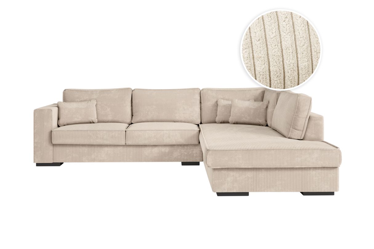 BELAMI Canapé d'angle 6 places en velours côtelé Angle Droit - vue 2