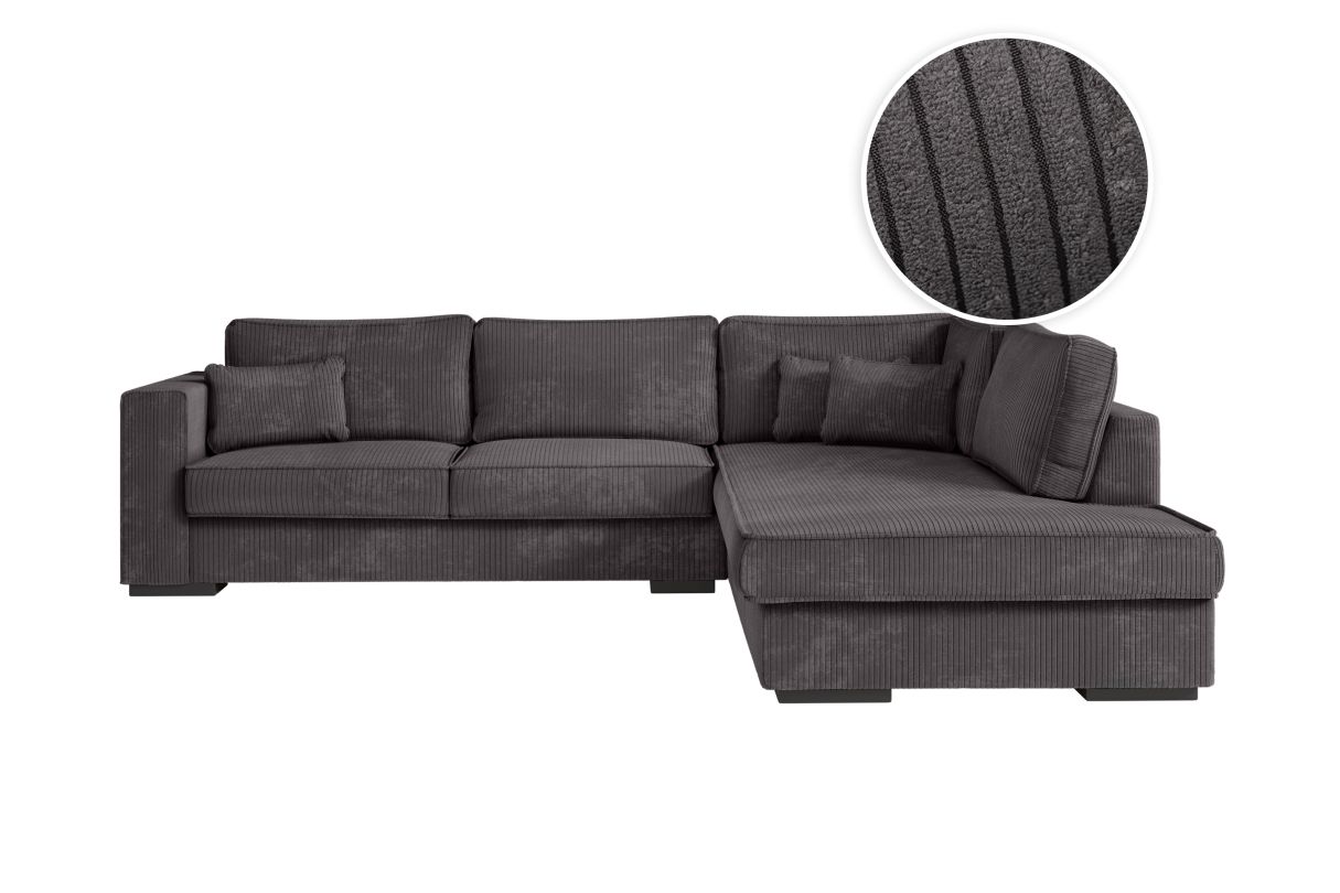 BELAMI Canapé d'angle 6 places en velours côtelé Angle Droit