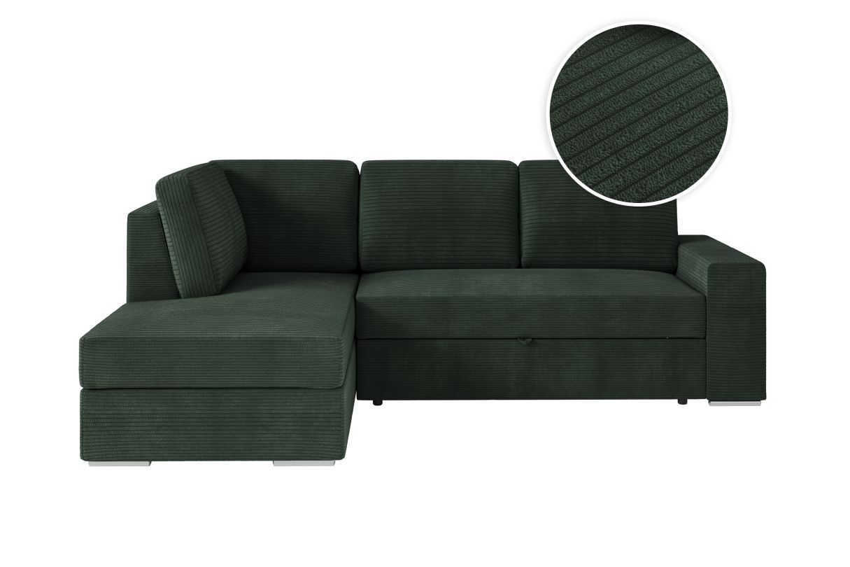 ADEN Canapé d'angle convertible avec coffre en velours côtelé Angle gauche - vue 2